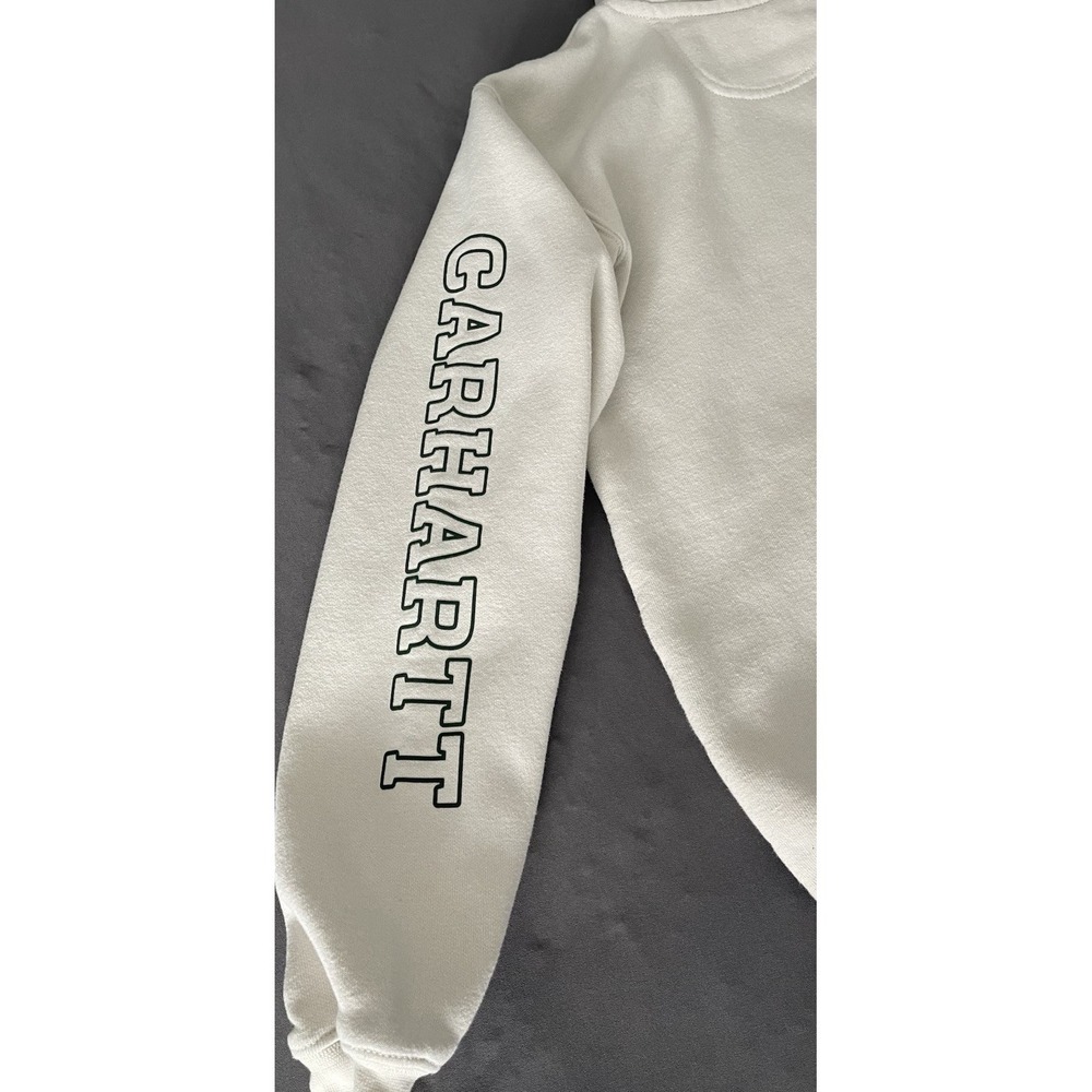 Carhartt Hoodie Womens Size XS Ivory Loose Fit Shamrock Irish Hooded Sweater - Picture 8 of 10